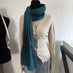 Lightweight Sheer Teal Long Scarf with a Soft Drape